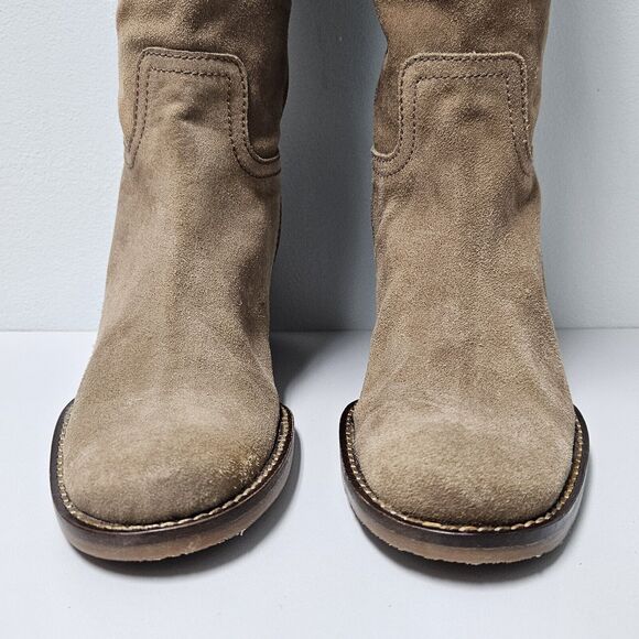 Apepazza Ninfa Boots Womens 9.5 Tan Suede Leather Wedge Boho Tribal Patchwork - Picture 9 of 14